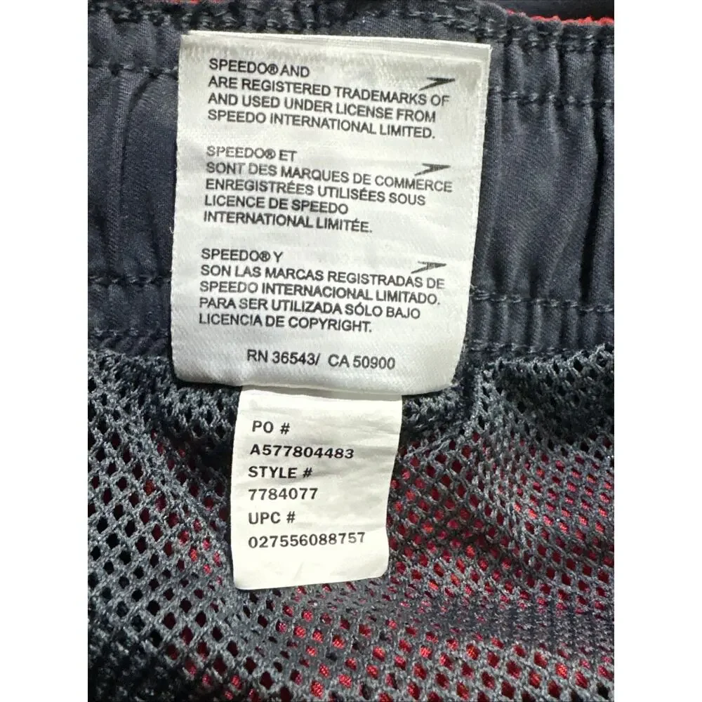 Speedo Mens 2XL Gray Red Cargo Drawstring Board Shorts Swim Trunks‎